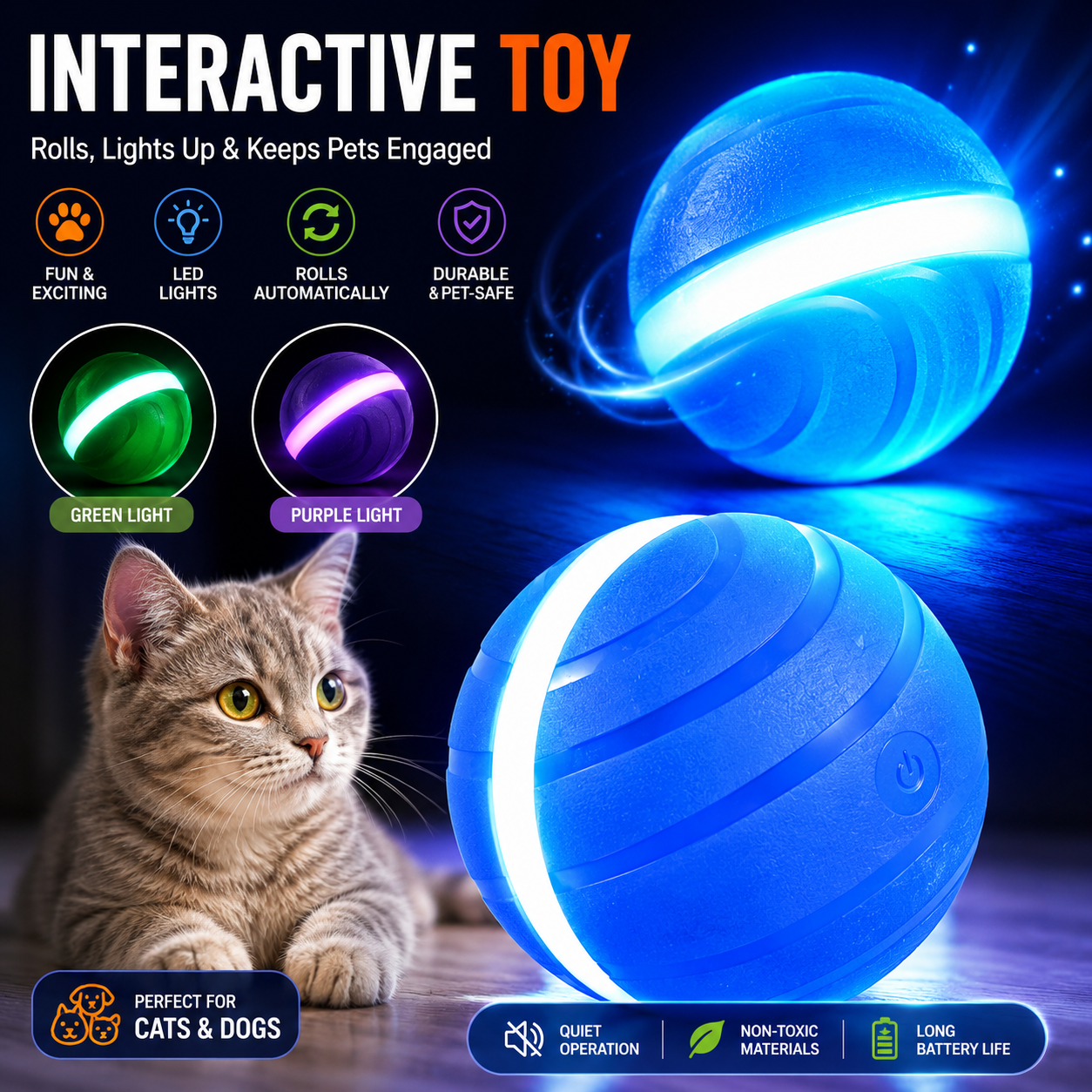 LED Rolling Ball — Keeps Pets Happily Entertained