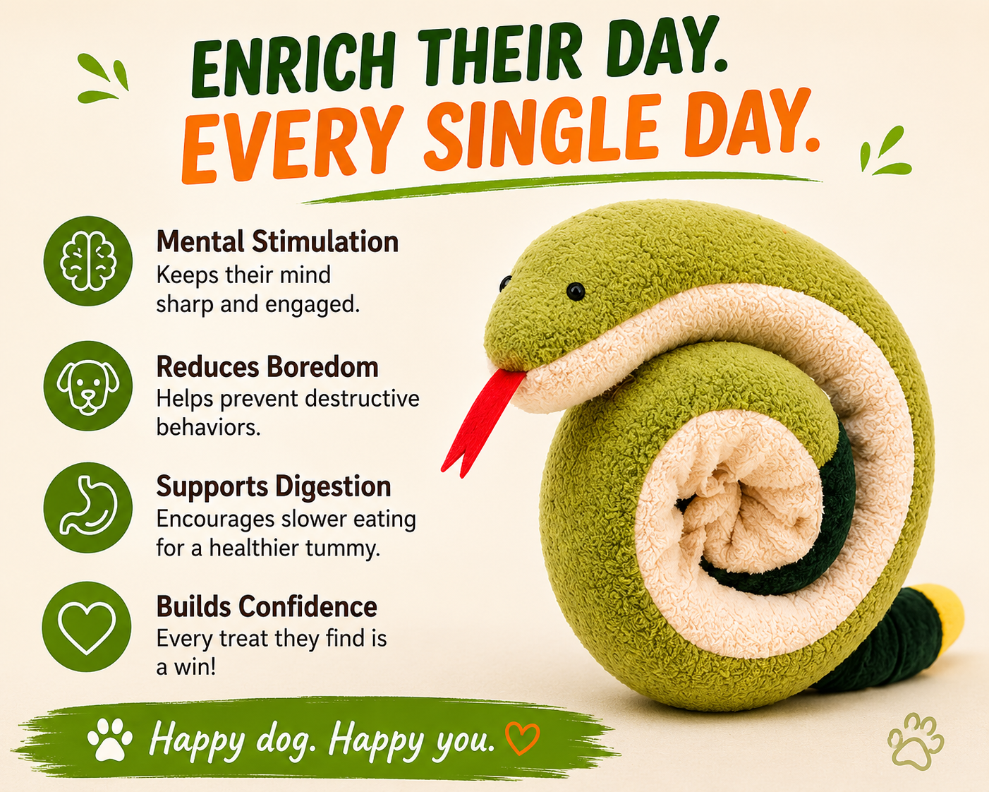 Snake Snuffle Toy — for Happy, Busy Dogs